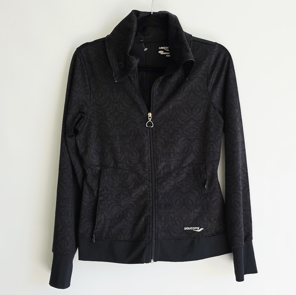 Saucony Black/Grey Full Zip Long Sleeves Athletic Jacket Women's Size S